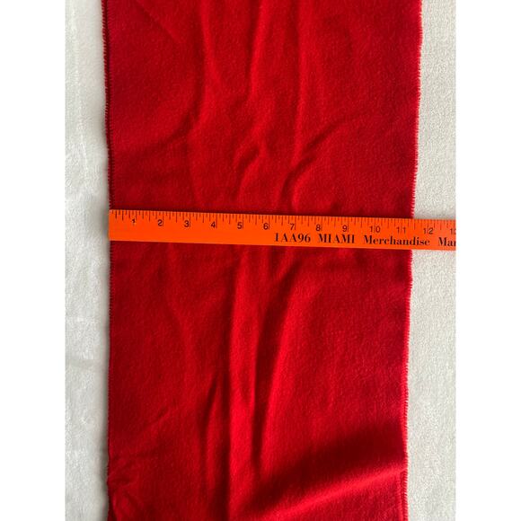 Vintage Lambswool Made In Italy Red Wool Winter Scarf with Fringe Preppy Unisex - Picture 7 of 8